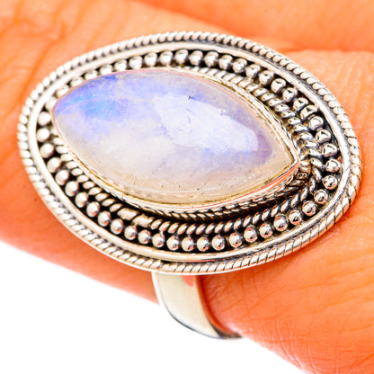 Rainbow Moonstone Rings handcrafted by Ana Silver Co - RING102087