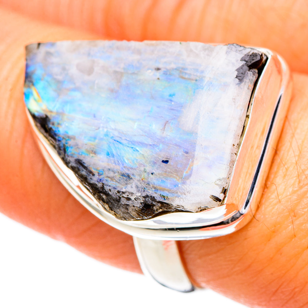 Rainbow Moonstone Rings handcrafted by Ana Silver Co - RING102089