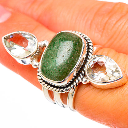 Green Aventurine, White Quartz Rings handcrafted by Ana Silver Co - RING102107