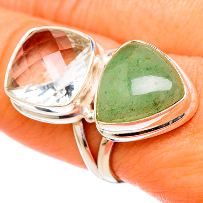 Green Aventurine, White Quartz Rings handcrafted by Ana Silver Co - RING102111