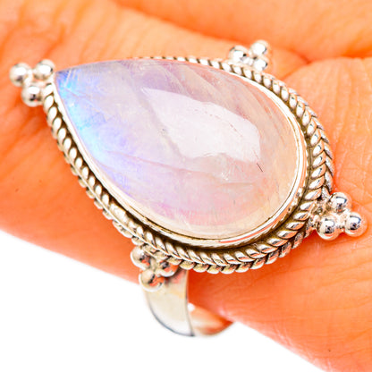 Rainbow Moonstone Rings handcrafted by Ana Silver Co - RING102130