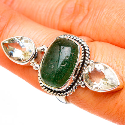 Green Aventurine, White Quartz Rings handcrafted by Ana Silver Co - RING102149