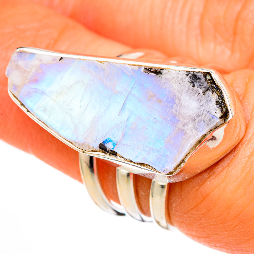 Rainbow Moonstone Rings handcrafted by Ana Silver Co - RING102168