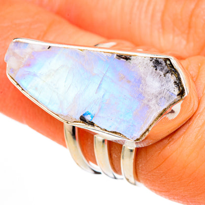 Rainbow Moonstone Rings handcrafted by Ana Silver Co - RING102168
