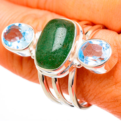 Green Aventurine, Blue Topaz Rings handcrafted by Ana Silver Co - RING102171
