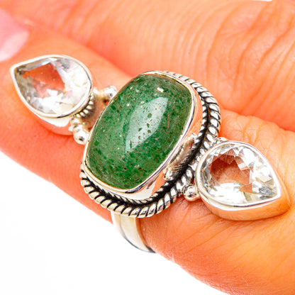 Green Aventurine, White Quartz Rings handcrafted by Ana Silver Co - RING102186