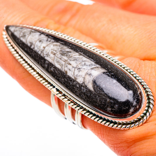 Orthoceras Fossil Rings handcrafted by Ana Silver Co - RING102204