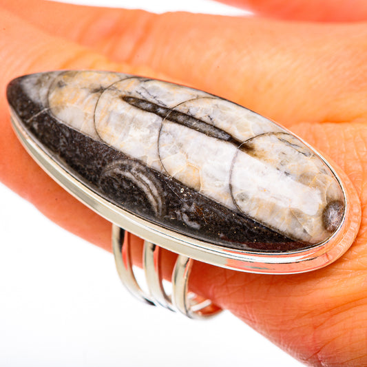 Orthoceras Fossil Rings handcrafted by Ana Silver Co - RING102206
