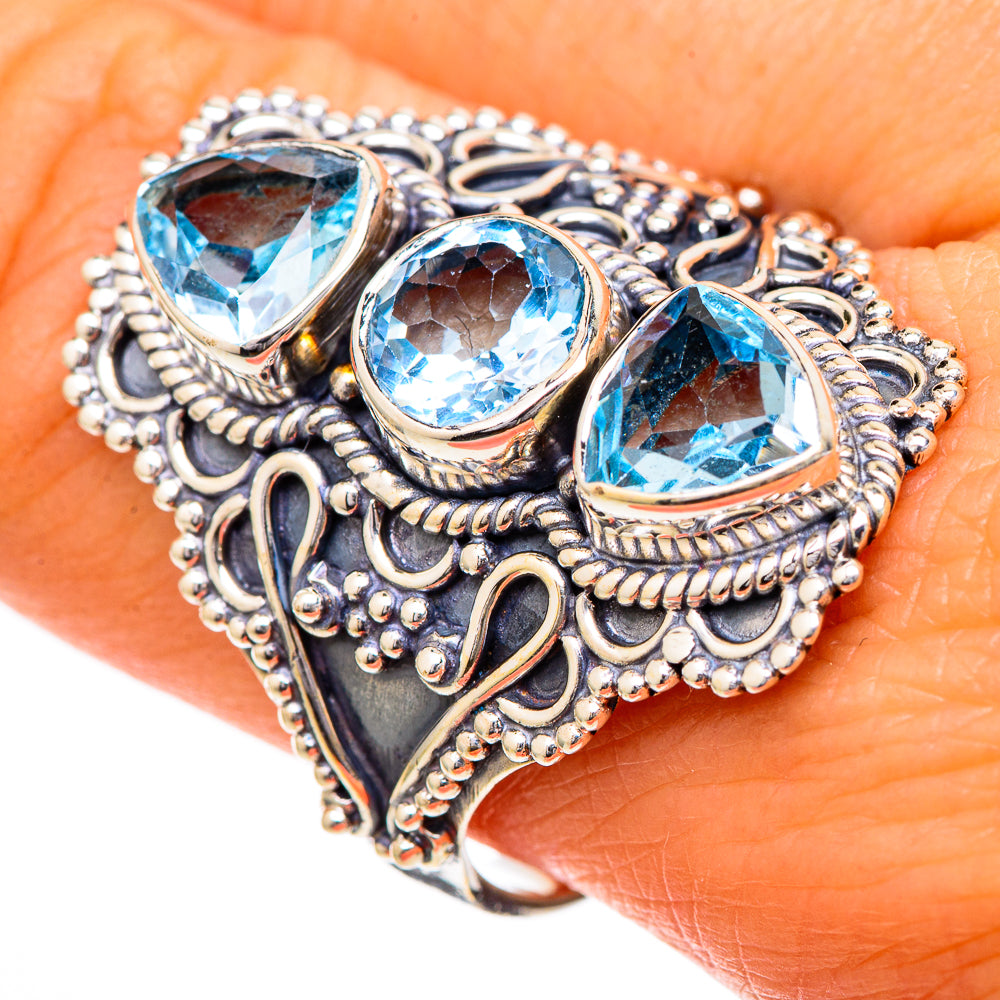 Blue Topaz Rings handcrafted by Ana Silver Co - RING102214