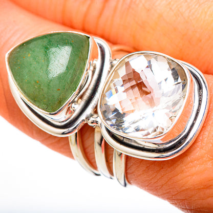 Green Amethyst, Green Aventurine Rings handcrafted by Ana Silver Co - RING102223