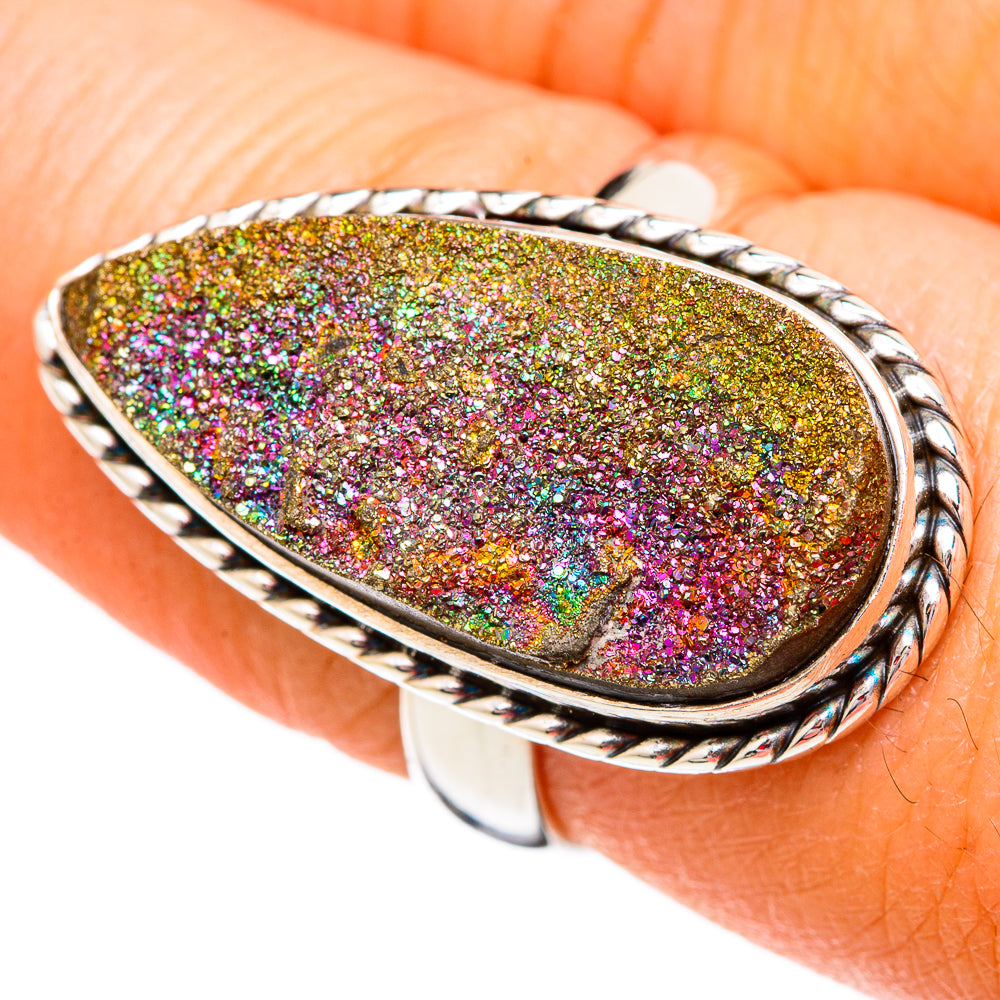 Spectro Pyrite Druzy Rings handcrafted by Ana Silver Co - RING102257