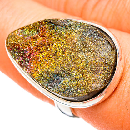 Spectro Pyrite Druzy Rings handcrafted by Ana Silver Co - RING102258