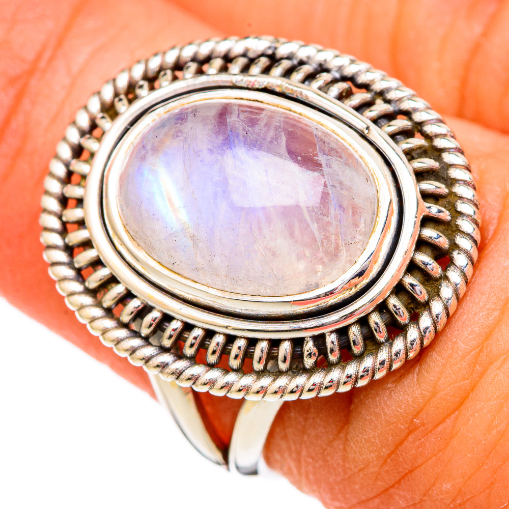 Rainbow Moonstone Rings handcrafted by Ana Silver Co - RING102261