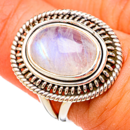 Rainbow Moonstone Rings handcrafted by Ana Silver Co - RING102261