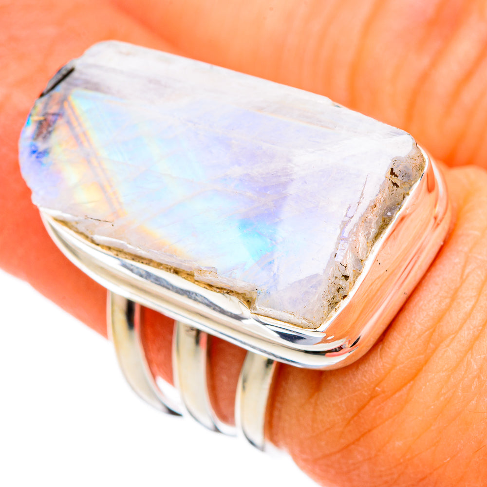 Rainbow Moonstone Rings handcrafted by Ana Silver Co - RING102262