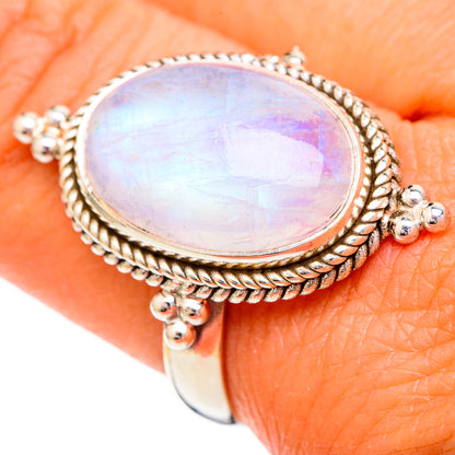 Rainbow Moonstone Rings handcrafted by Ana Silver Co - RING102263