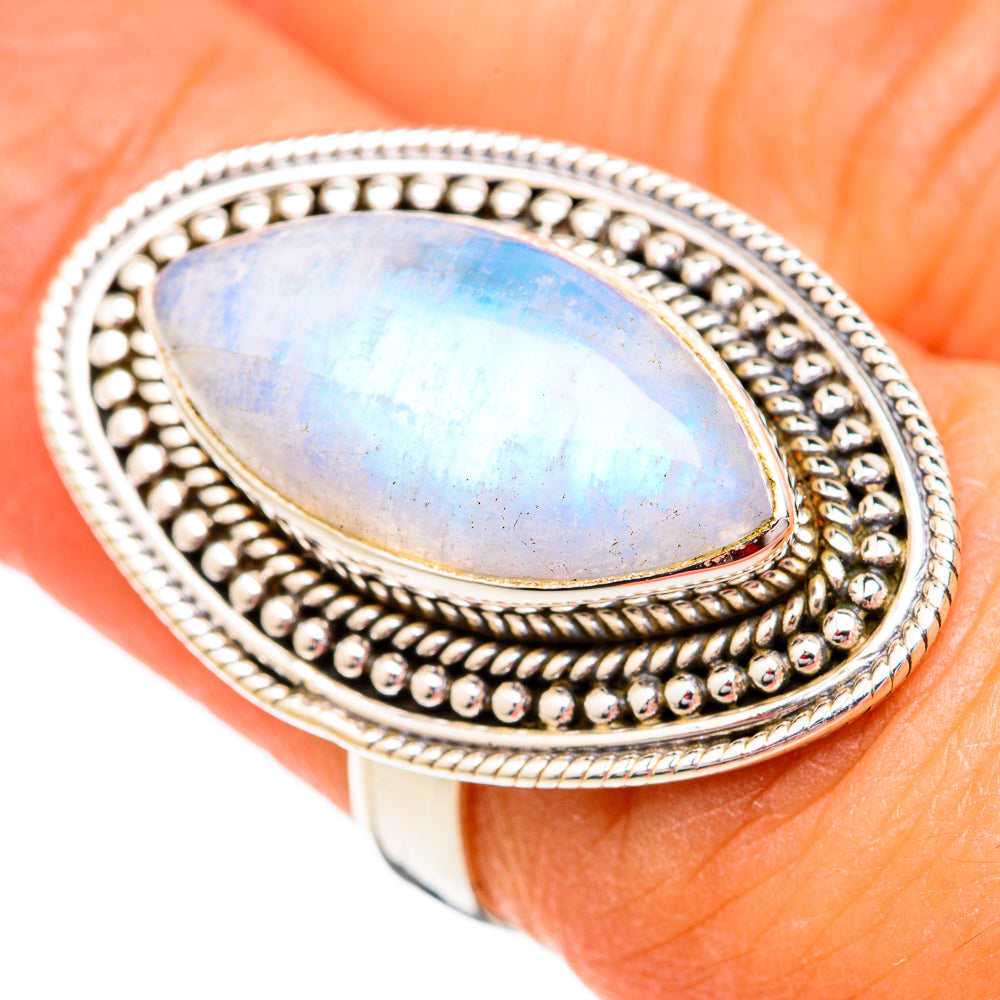 Rainbow Moonstone Rings handcrafted by Ana Silver Co - RING102265