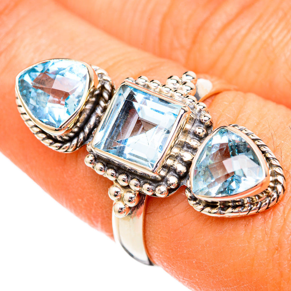 Blue Topaz Rings handcrafted by Ana Silver Co - RING102272