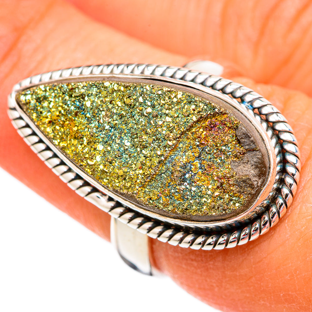 Spectro Pyrite Druzy Rings handcrafted by Ana Silver Co - RING102285