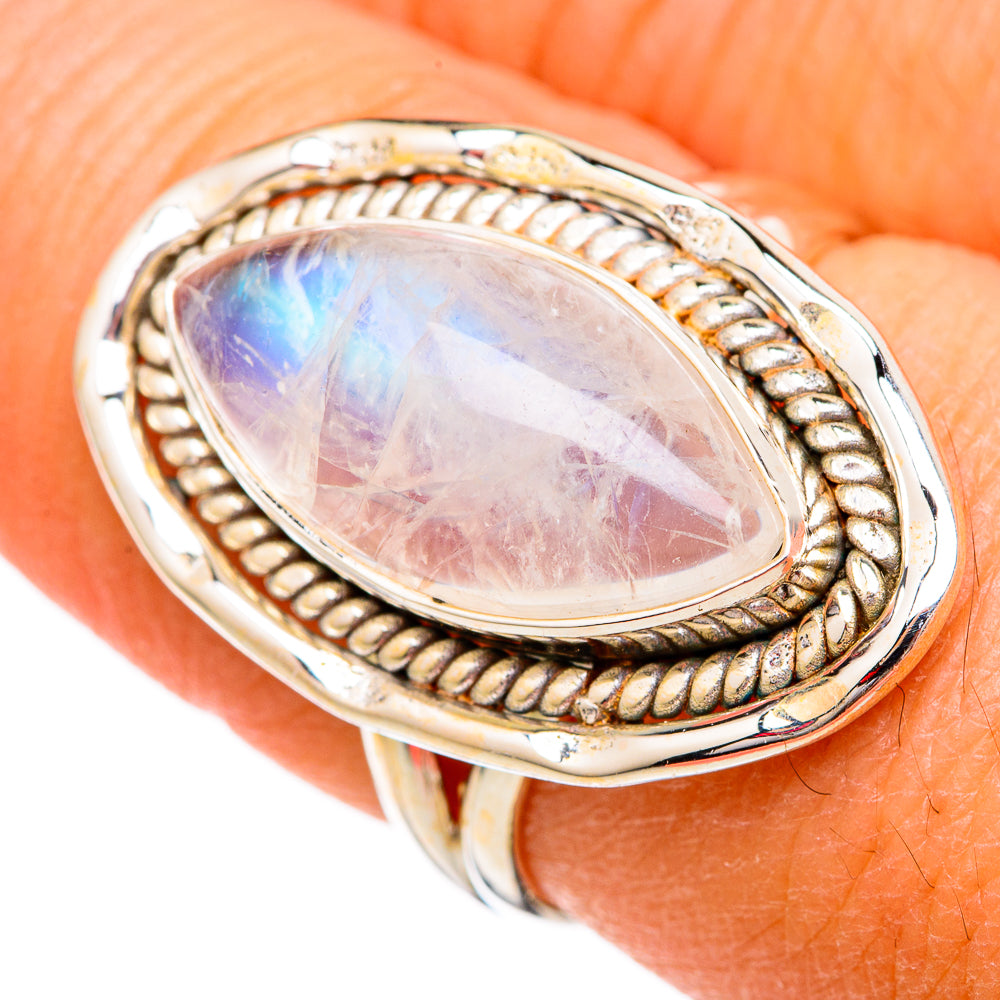 Rainbow Moonstone Rings handcrafted by Ana Silver Co - RING102292