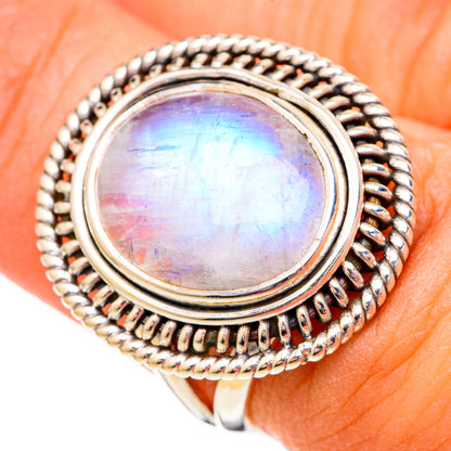 Rainbow Moonstone Rings handcrafted by Ana Silver Co - RING102293