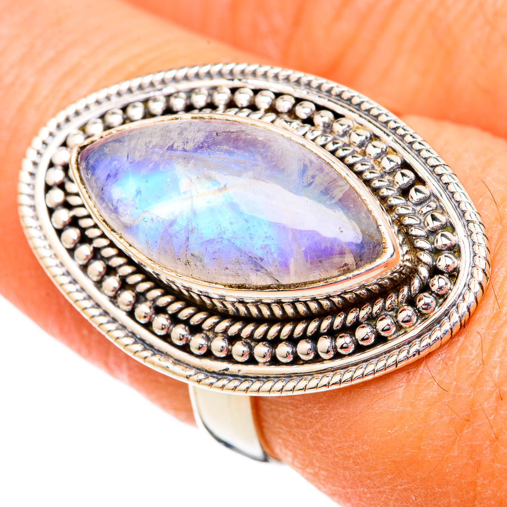 Rainbow Moonstone Rings handcrafted by Ana Silver Co - RING102295