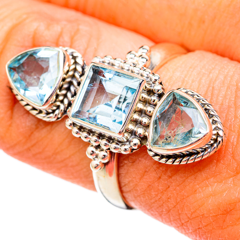 Blue Topaz Rings handcrafted by Ana Silver Co - RING102301