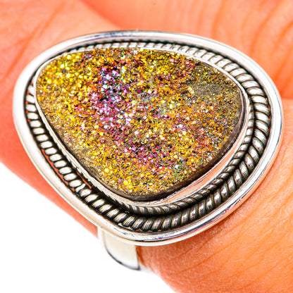Spectro Pyrite Druzy Rings handcrafted by Ana Silver Co - RING102314