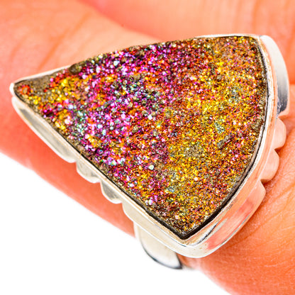 Spectro Pyrite Druzy Rings handcrafted by Ana Silver Co - RING102315