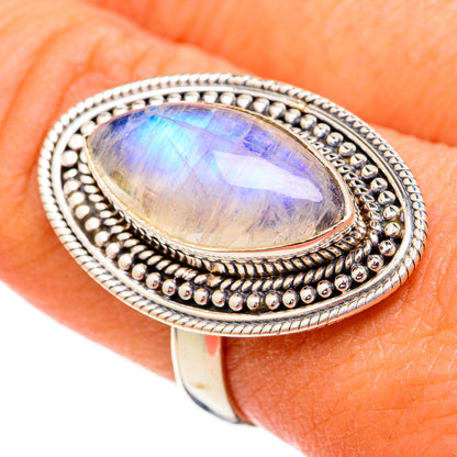 Rainbow Moonstone Rings handcrafted by Ana Silver Co - RING102318