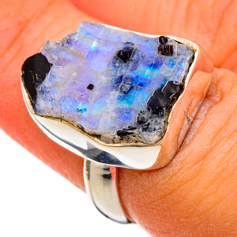 Rainbow Moonstone Rings handcrafted by Ana Silver Co - RING102320