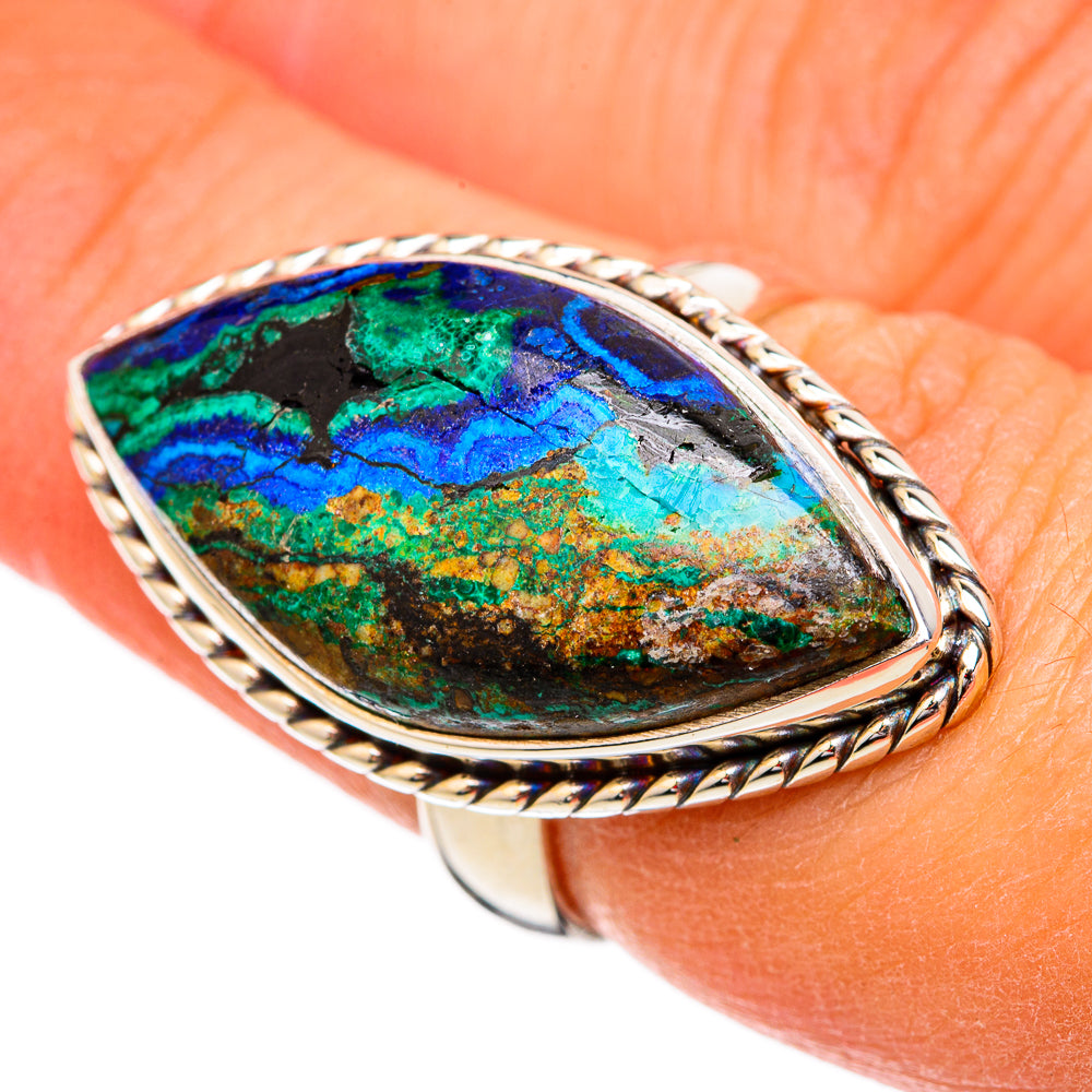 Azurite Malachite Rings handcrafted by Ana Silver Co - RING102324