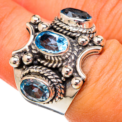 Blue Topaz Rings handcrafted by Ana Silver Co - RING102328