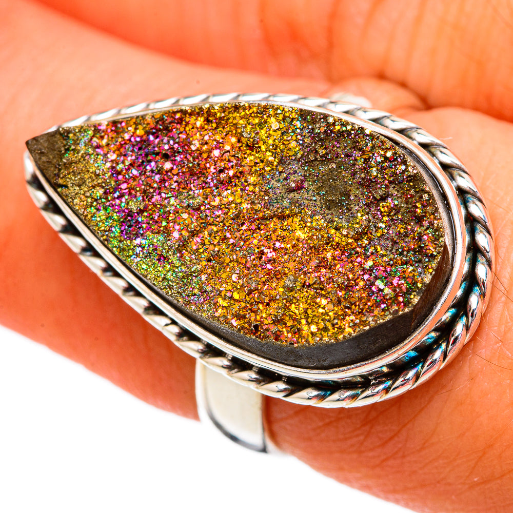 Spectro Pyrite Druzy Rings handcrafted by Ana Silver Co - RING102340