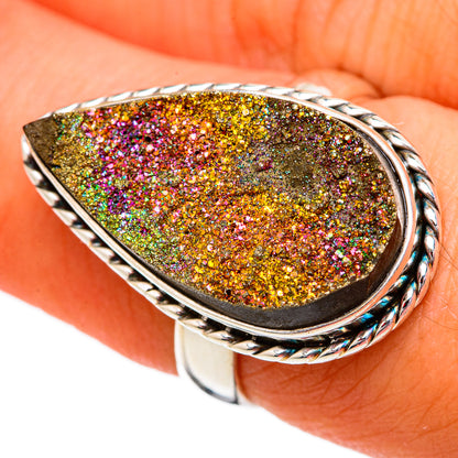Spectro Pyrite Druzy Rings handcrafted by Ana Silver Co - RING102340