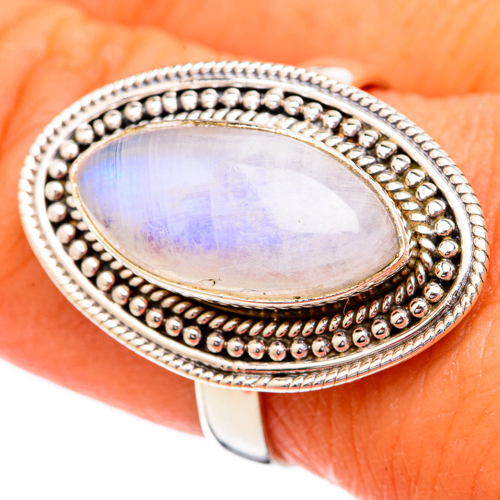 Rainbow Moonstone Rings handcrafted by Ana Silver Co - RING102344