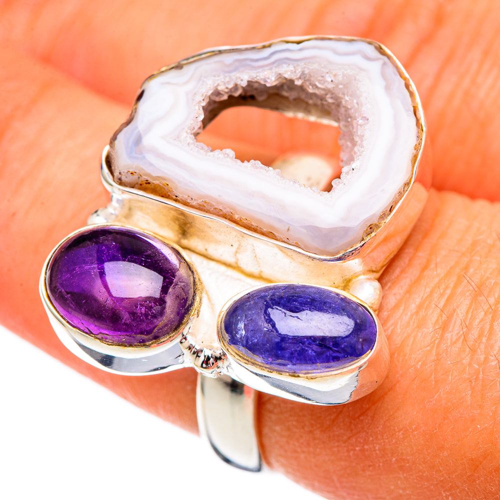 White Geode Slice Rings handcrafted by Ana Silver Co - RING102359