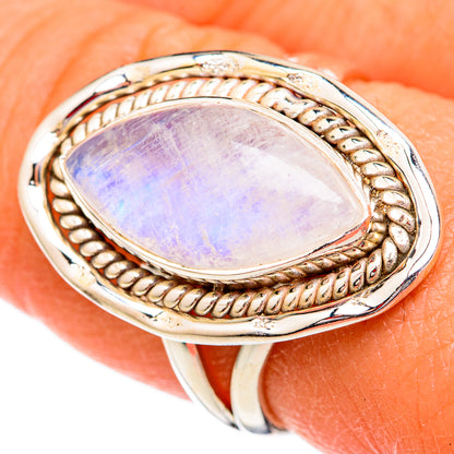Rainbow Moonstone Rings handcrafted by Ana Silver Co - RING102361