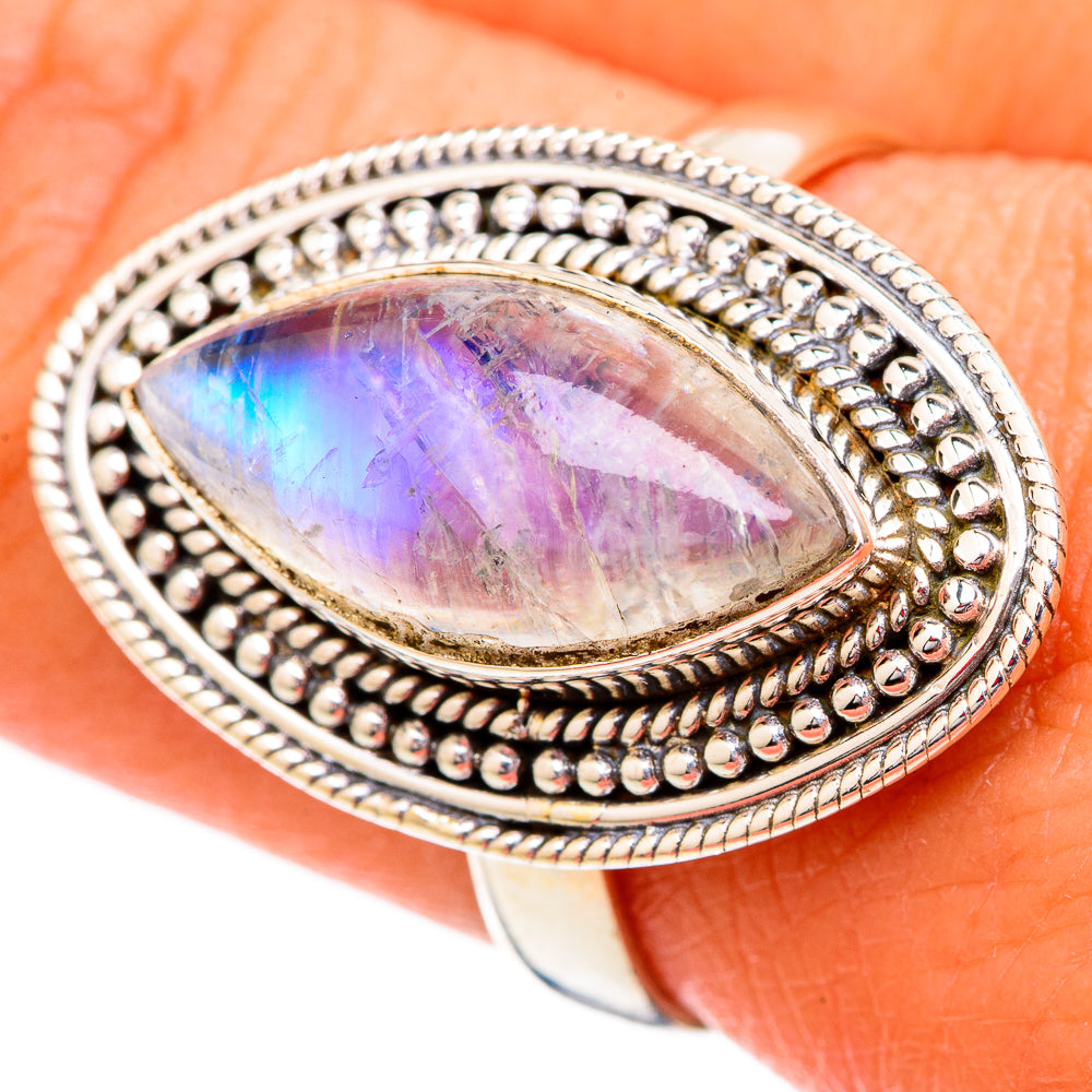 Rainbow Moonstone Rings handcrafted by Ana Silver Co - RING102365