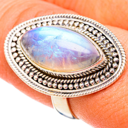 Rainbow Moonstone Rings handcrafted by Ana Silver Co - RING102380