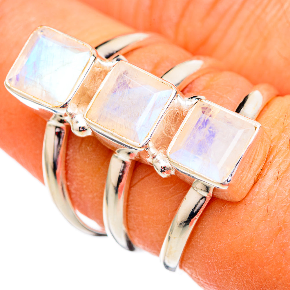 Rainbow Moonstone Rings handcrafted by Ana Silver Co - RING102382