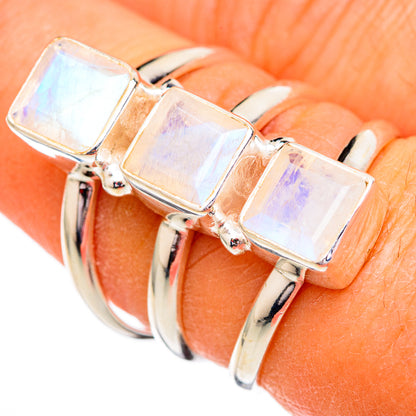 Rainbow Moonstone Rings handcrafted by Ana Silver Co - RING102382