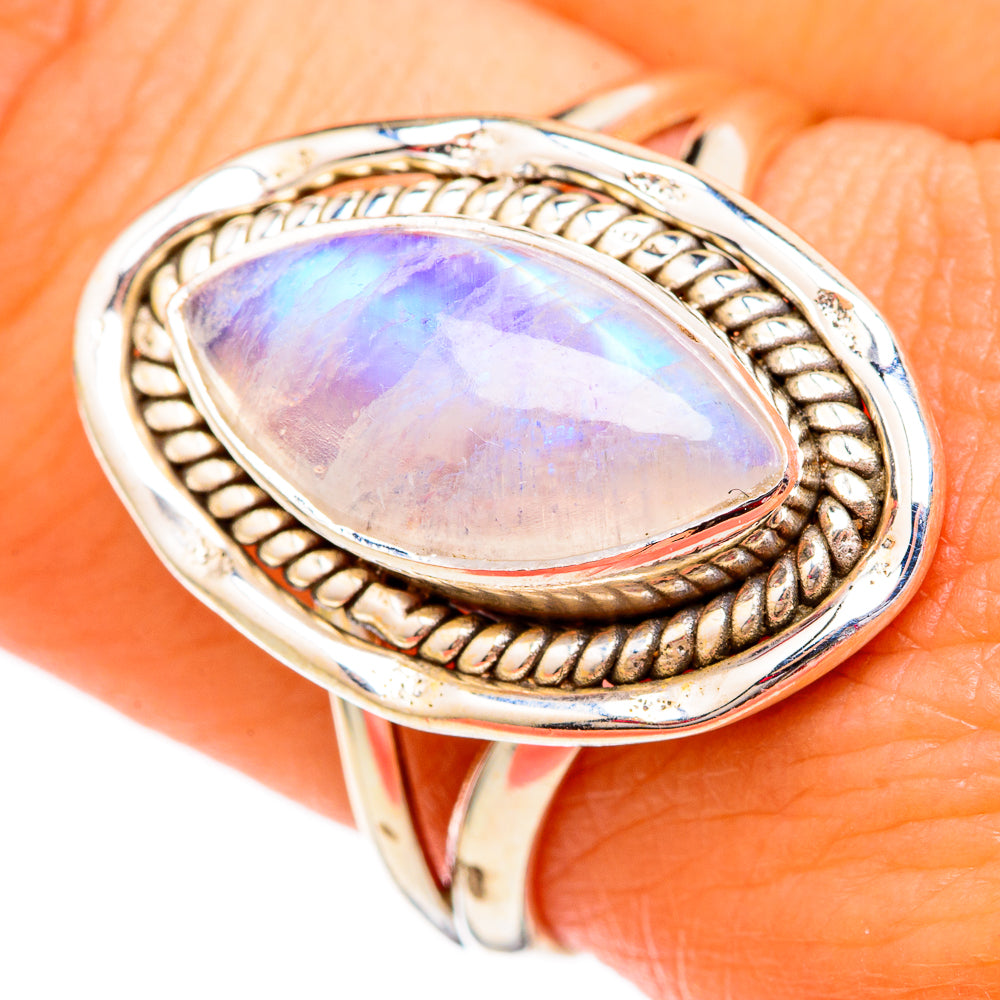Rainbow Moonstone Rings handcrafted by Ana Silver Co - RING102383