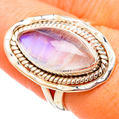 Rainbow Moonstone Rings handcrafted by Ana Silver Co - RING102403