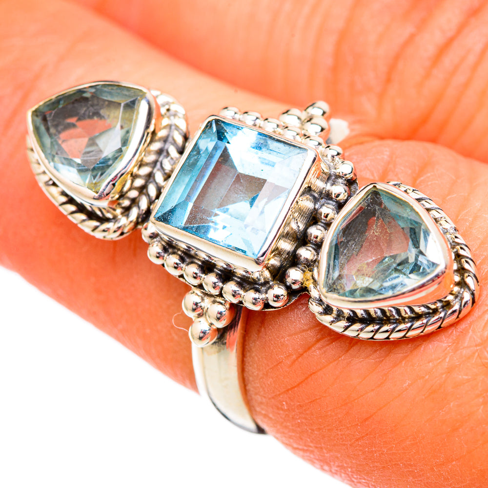 Blue Topaz Rings handcrafted by Ana Silver Co - RING102406