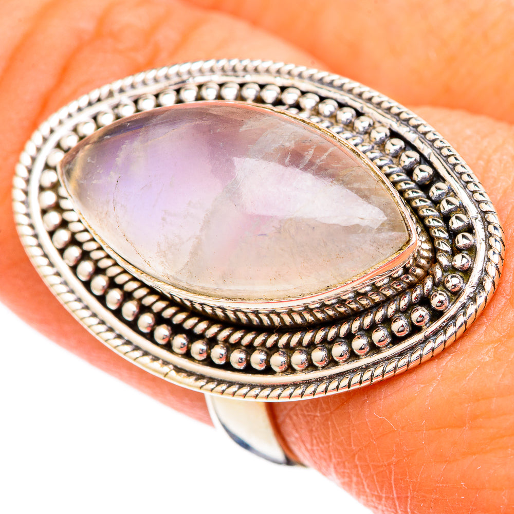 Rainbow Moonstone Rings handcrafted by Ana Silver Co - RING102421