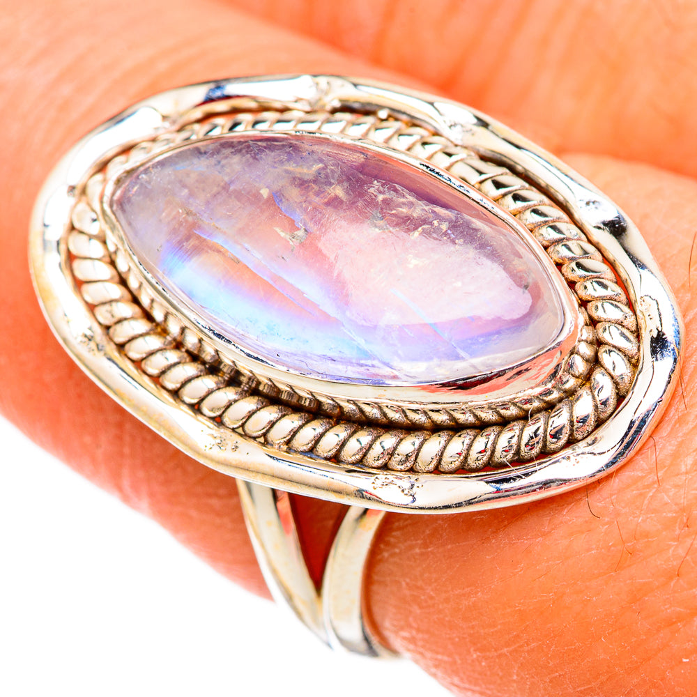 Rainbow Moonstone Rings handcrafted by Ana Silver Co - RING102439