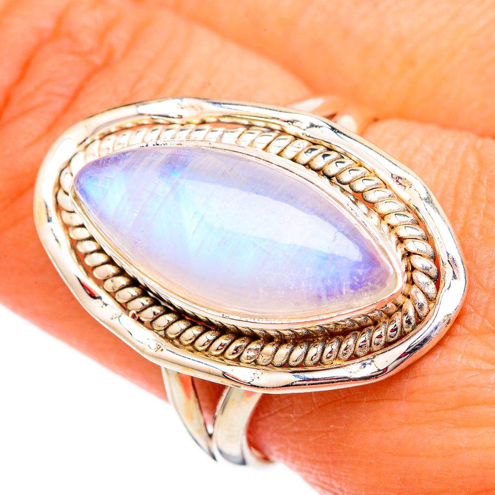 Rainbow Moonstone Rings handcrafted by Ana Silver Co - RING102458