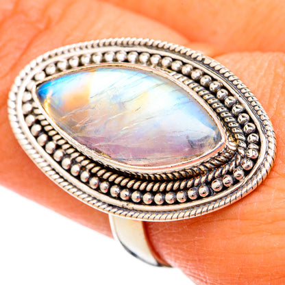 Rainbow Moonstone Rings handcrafted by Ana Silver Co - RING102469
