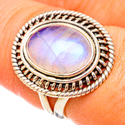 Rainbow Moonstone Rings handcrafted by Ana Silver Co - RING102470